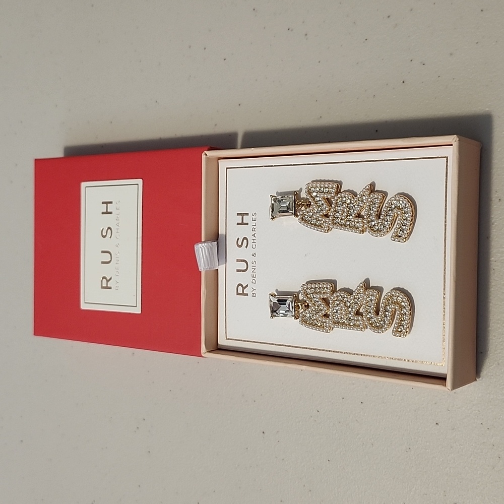 NIB Women's Rush By Denis & Charles Mrs. Gemstone Bedazzled Earrings